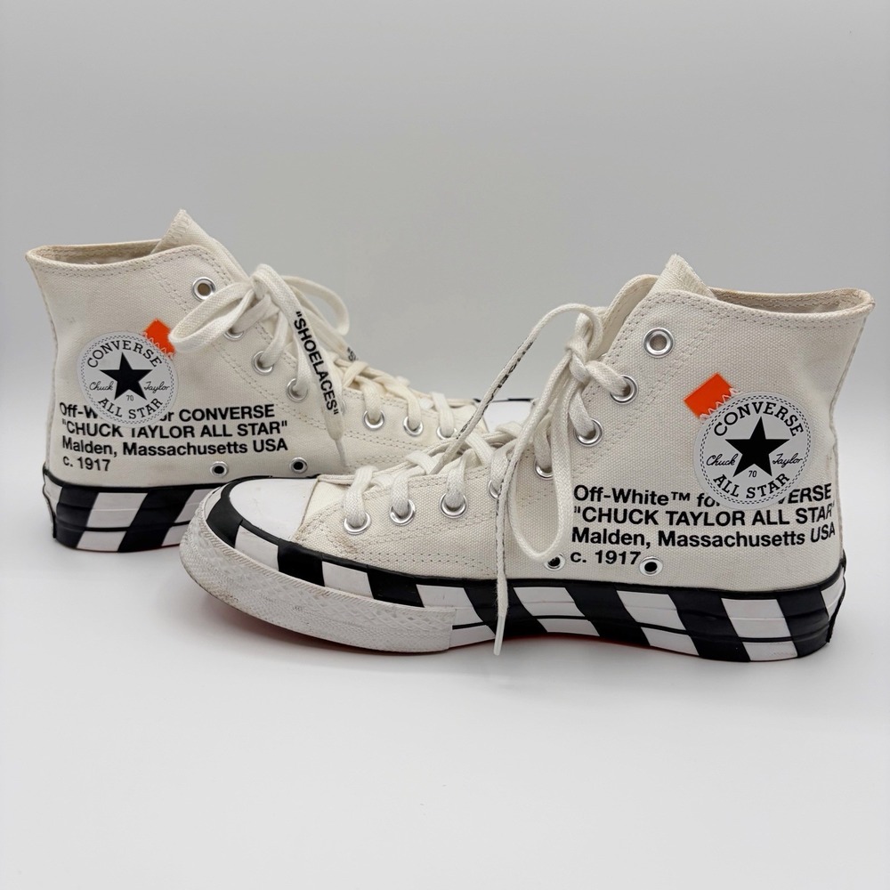 Off White x Converse Chuck 70 White Black Orange The Ten Sz 6.5 Men / 8.5 Wmn